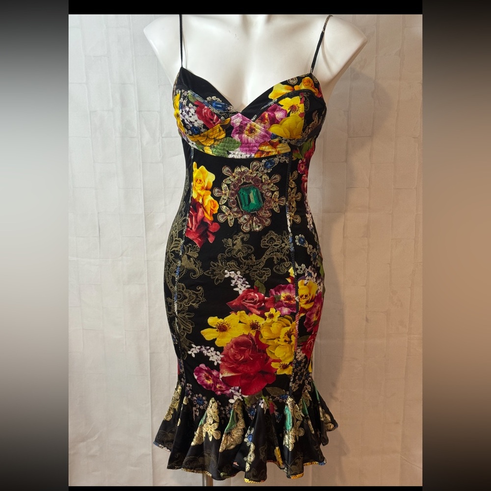 Roberto Cavalli Strapless Dress with Vibrant Floral Design